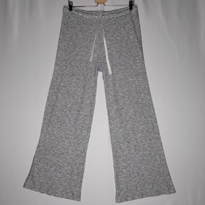 Thread Supply Waffle Knit Pant Medium Women Gray Drawstring Straight Leg Stretch